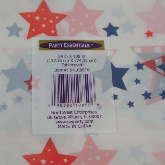 Patriotic Red White Blue Stars Plastic Tablecover Rectangle 54x108 Party July 4 - Picture 5 of 7